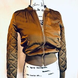 Indie Sleeze Utility Military Style Bomber Crop Jacket